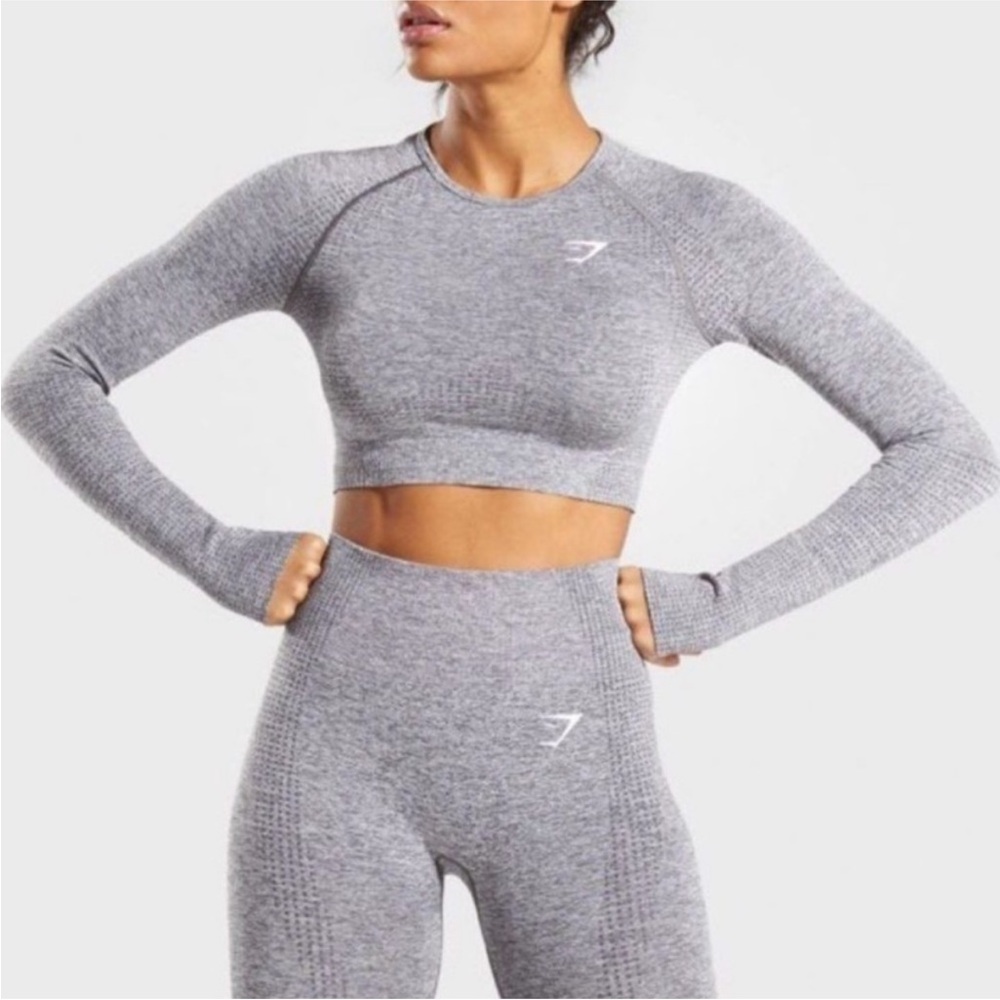 Gymshark Vital Crop Top Long Sleeve - Smokey Grey Marl